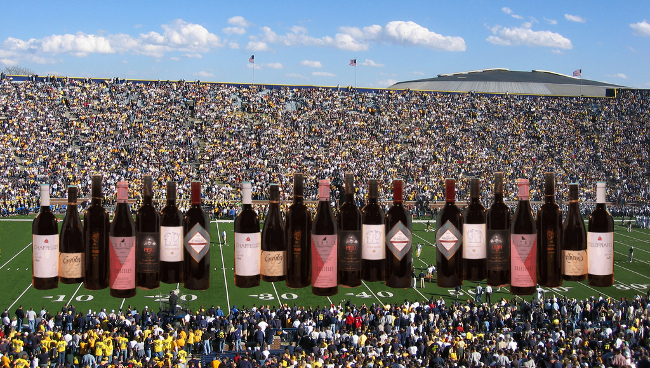 Wine Bottles in football stadium