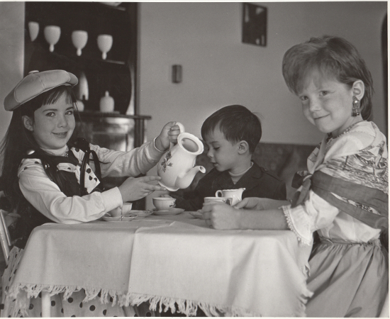 Me (~ 4 1/2 years old), my little brother and friend Jan enjoying pretend food at our tea party.