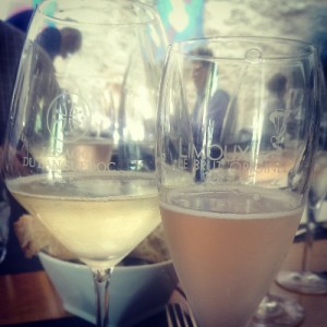 Glasses of sparkling wine from Limoux