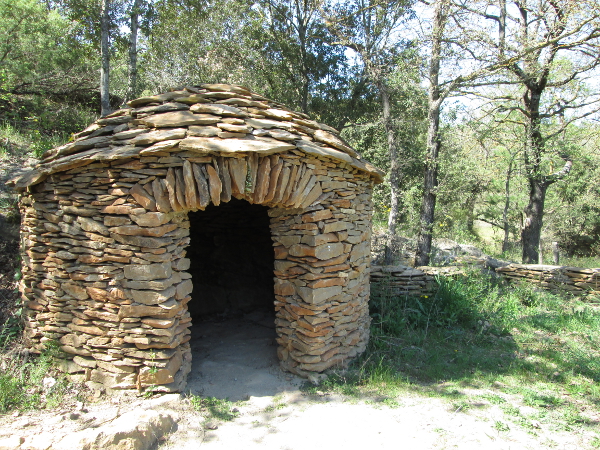 Stone "cabins" along a vineyard trail in Limoux