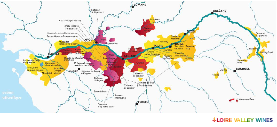 Map of Loire valley wine regions